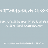 關(guān)于大化縣羌圩鄉(xiāng)那良村那良脈石英礦的協(xié)議出讓公示
