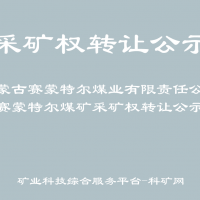 內(nèi)蒙古賽蒙特爾煤業(yè)有限責(zé)任公司賽蒙特爾煤礦采礦權(quán)轉(zhuǎn)讓公示