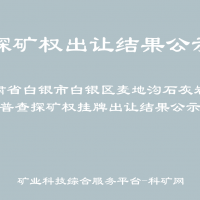 甘肅省白銀市白銀區(qū)麥地溝石灰?guī)r礦普查探礦權(quán)掛牌出讓結(jié)果公示