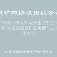關(guān)于烏海市洪哲礦業(yè)有限責(zé)任公司石灰石礦協(xié)議出讓空白區(qū)資源的協(xié)議出讓公示