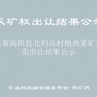 河北省高陽縣北歸還村地熱采礦權(quán)拍賣出讓結(jié)果公示