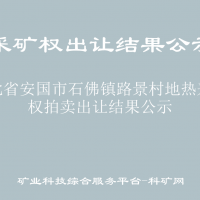 河北省安國(guó)市石佛鎮(zhèn)路景村地?zé)岵傻V權(quán)拍賣出讓結(jié)果公示